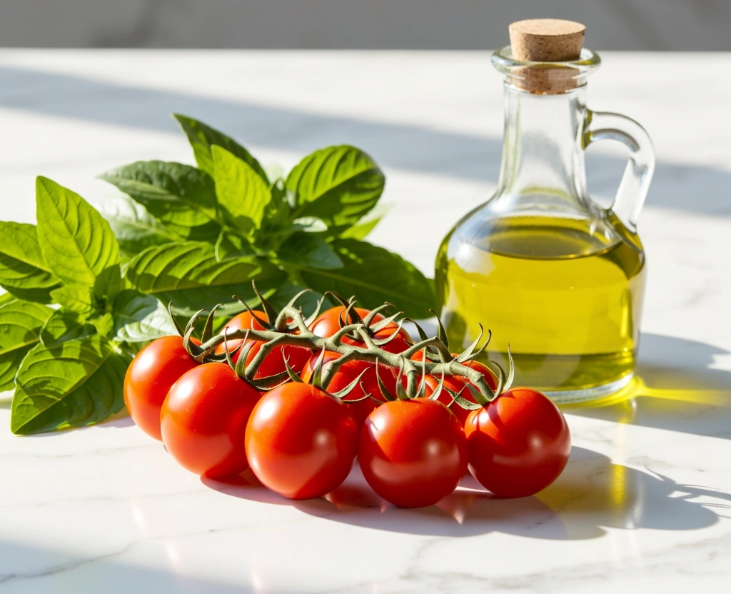 Fresh Mediterranean ingredients representing transparency